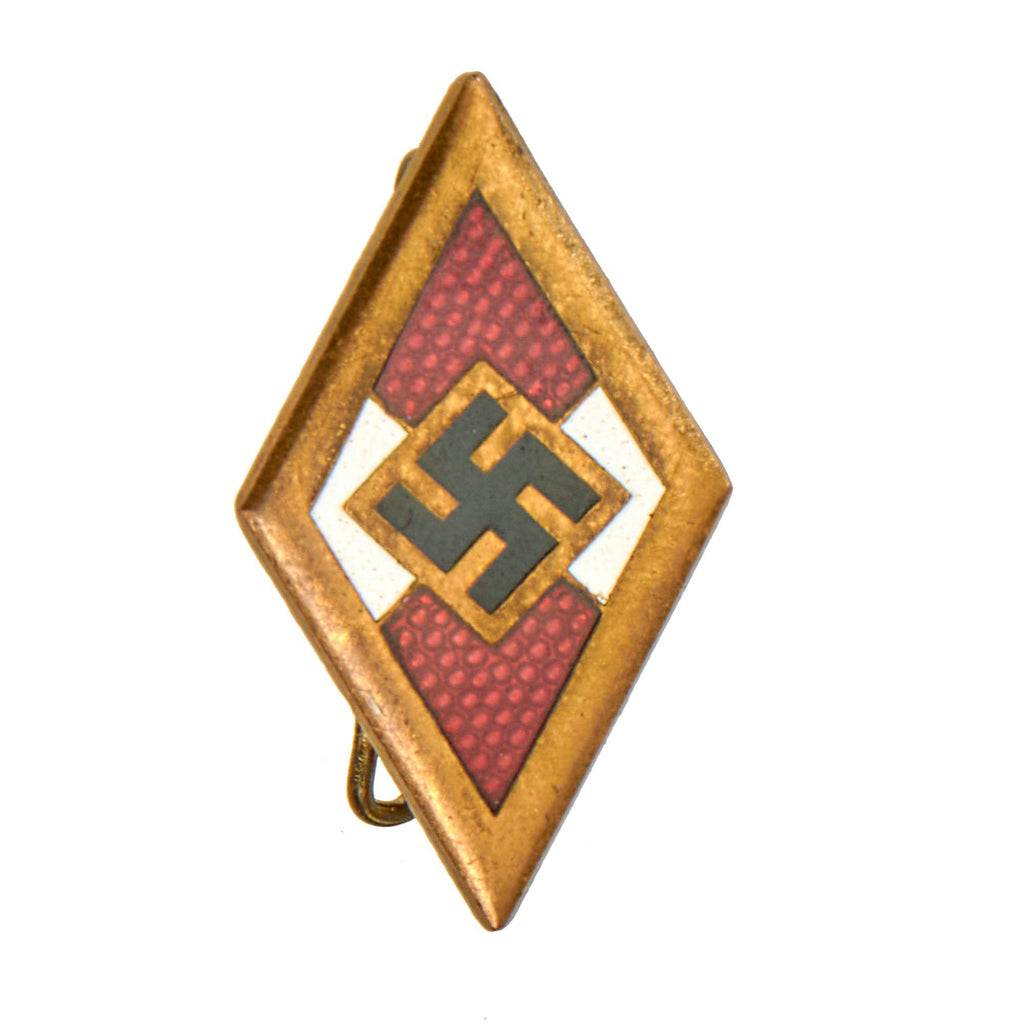 Original German WWII Gold HJ Enamel Honor Badge by Franz Otto of Wuppertal-Elberfeldt - RZM M1/70 Original Items