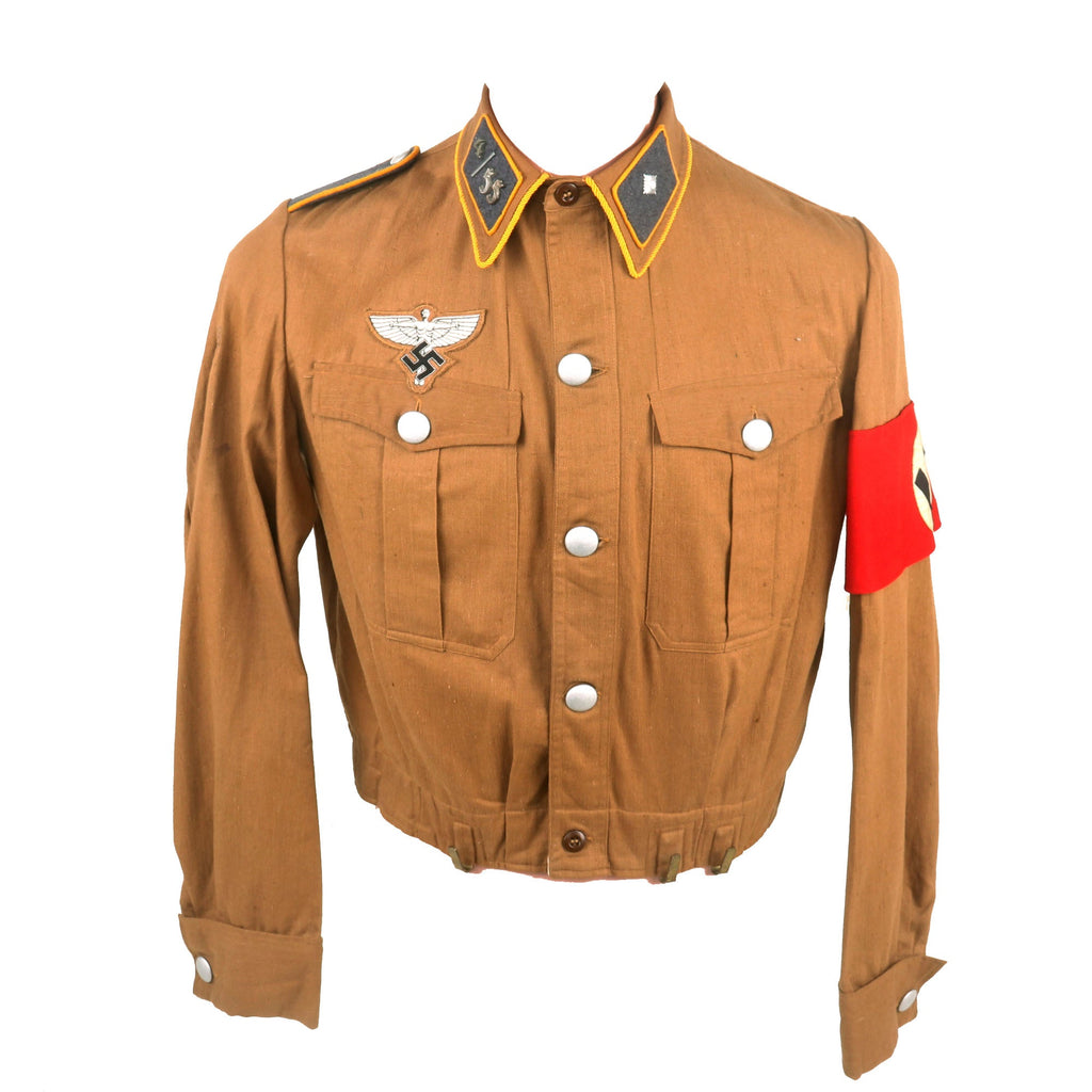 Original WWII German NSFK National Socialist Flying Corps Scharführer NCO Brown Shirt Tunic Original Items