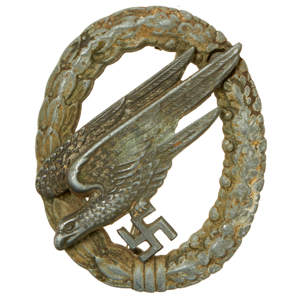 Original German WWII Luftwaffe Paratrooper Fallschirmjäger Badge Named to WERLAND - Parachutist Badge Original Items