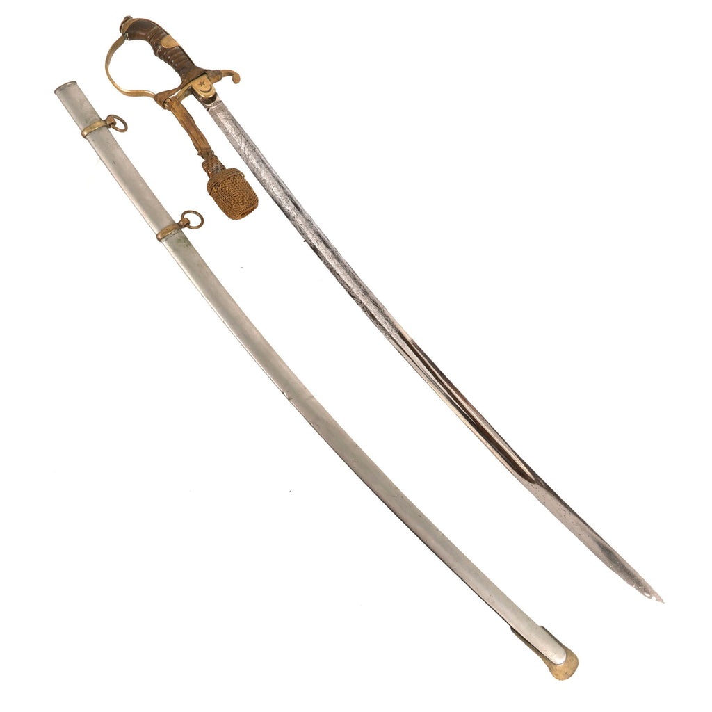 Original Ottoman Empire WWI Triple Etched Turkish Officers German Fusilier Pattern Sword with Scabbard & Sword Knot Original Items