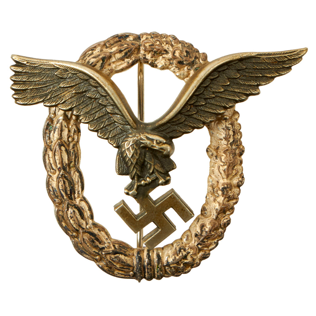 Original German WWII Early Tombak Luftwaffe Pilot's Badge by Gebrüder Wegerhoff - Flugzeugführerabzeichen Original Items