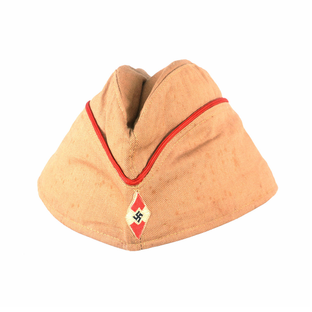 Original German WWII HJ Summer Overseas Cap with Red "General-HJ" Piping and RZM Tag - HJ Sommer Mütze Original Items