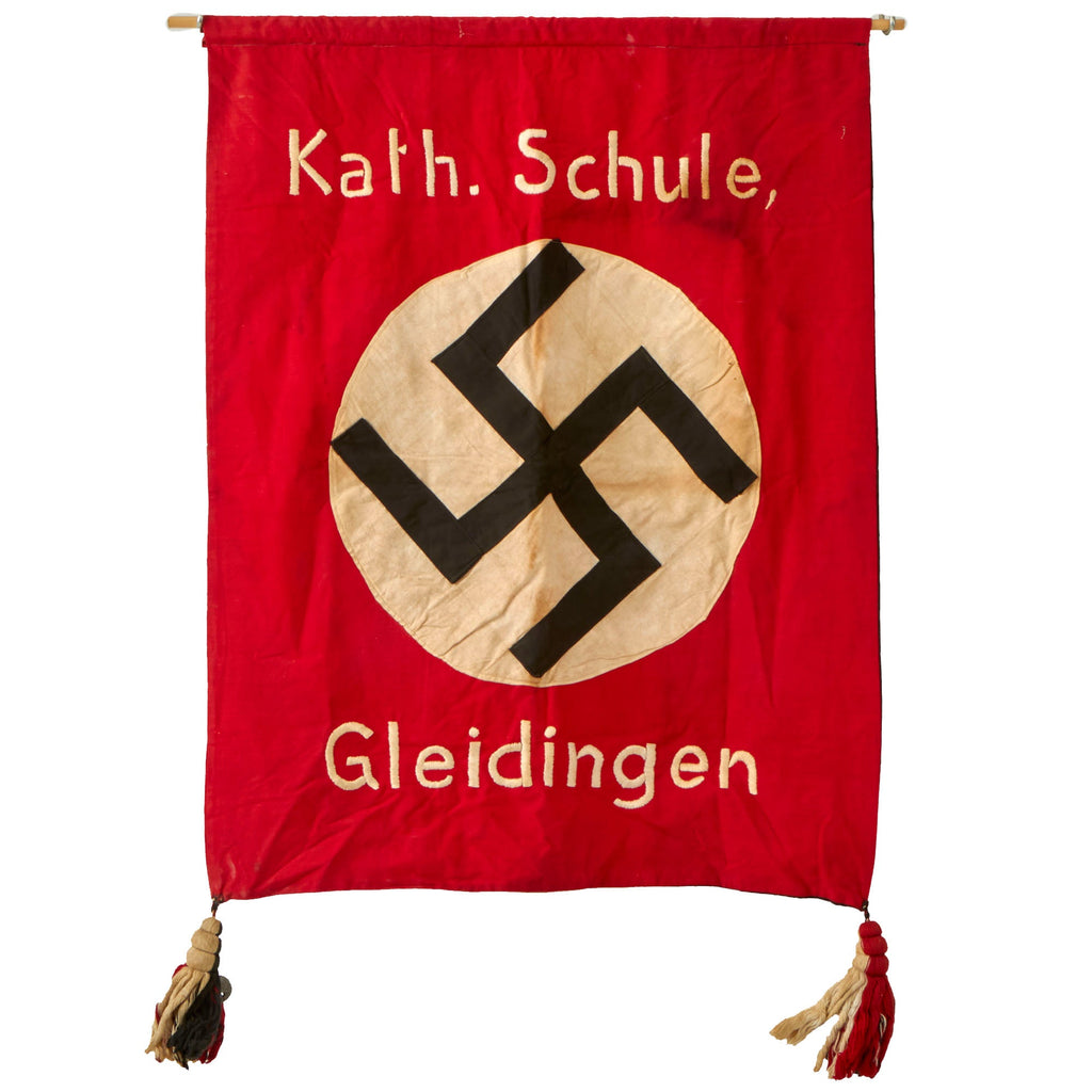 Original German WWII HJ National Youth Organization Catholic School Gleidingen Banner - 28 x 21 ½" Original Items