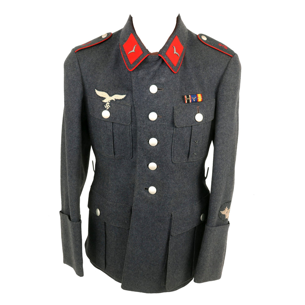 Original German WWII Luftwaffe 3rd Flak Artillery Regiment Kanonier Enlisted Fliegerbluse Tunic with Medal Bar - Dated 1938 Original Items