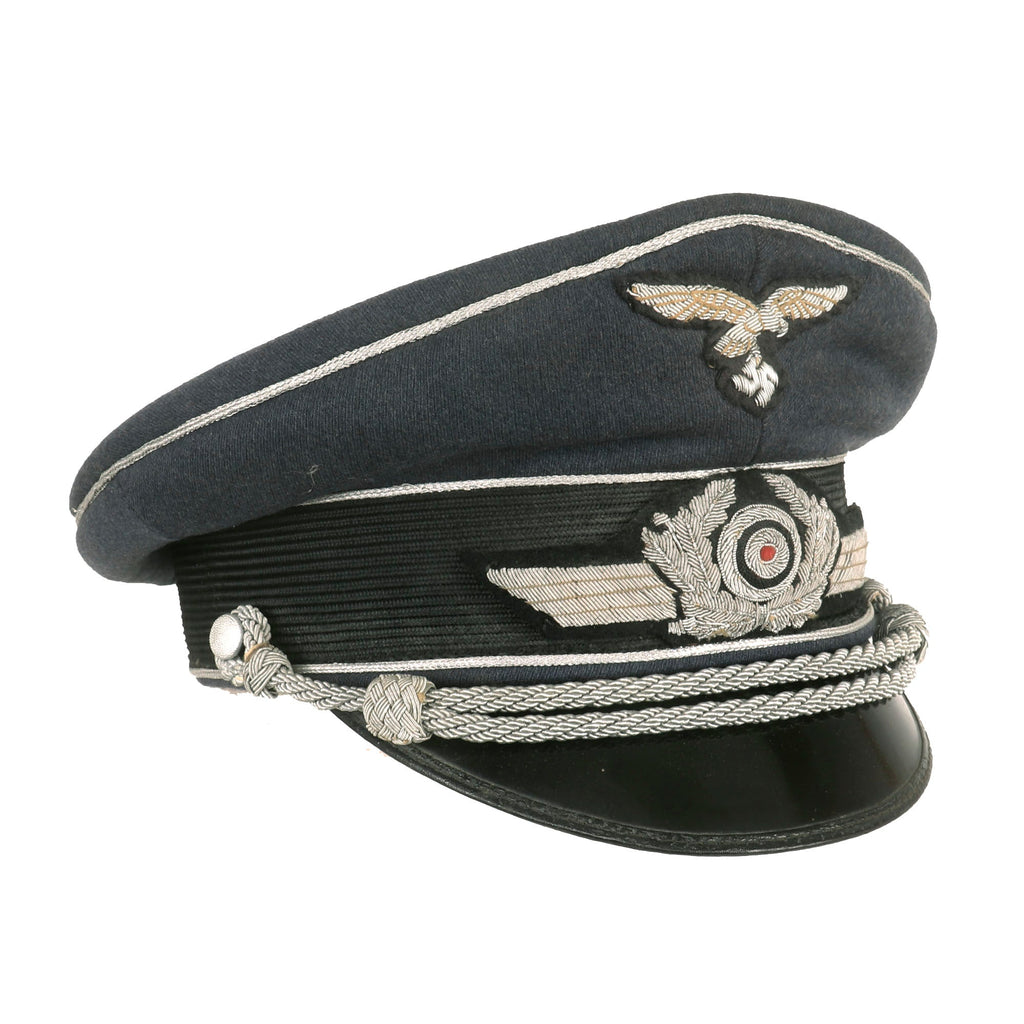 Original German WWII Luftwaffe Officer Schirmmütze Visor Crush Cap with Bullion Insignia Original Items