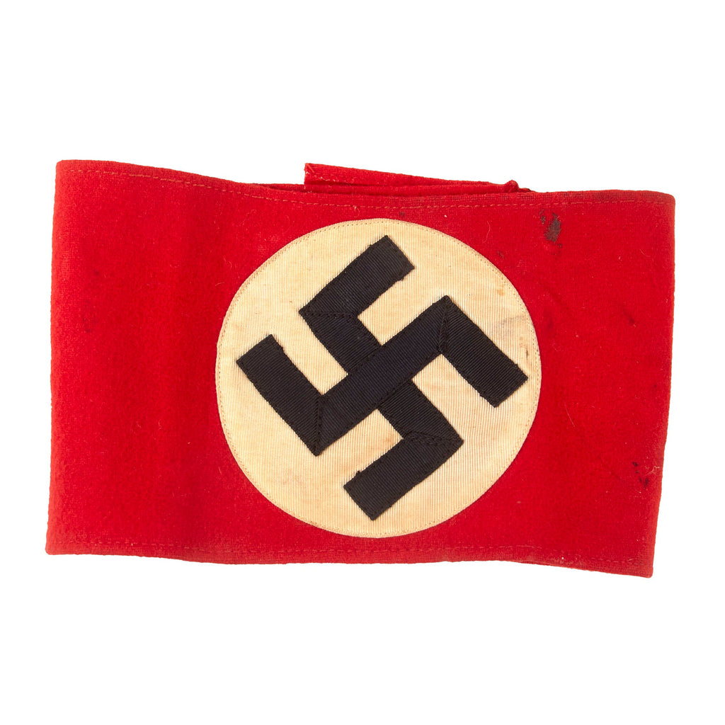 Original German Early WWII NSDAP - SA Multi-piece Wool Felt & Rayon Overcoat Armband - Service Used Original Items