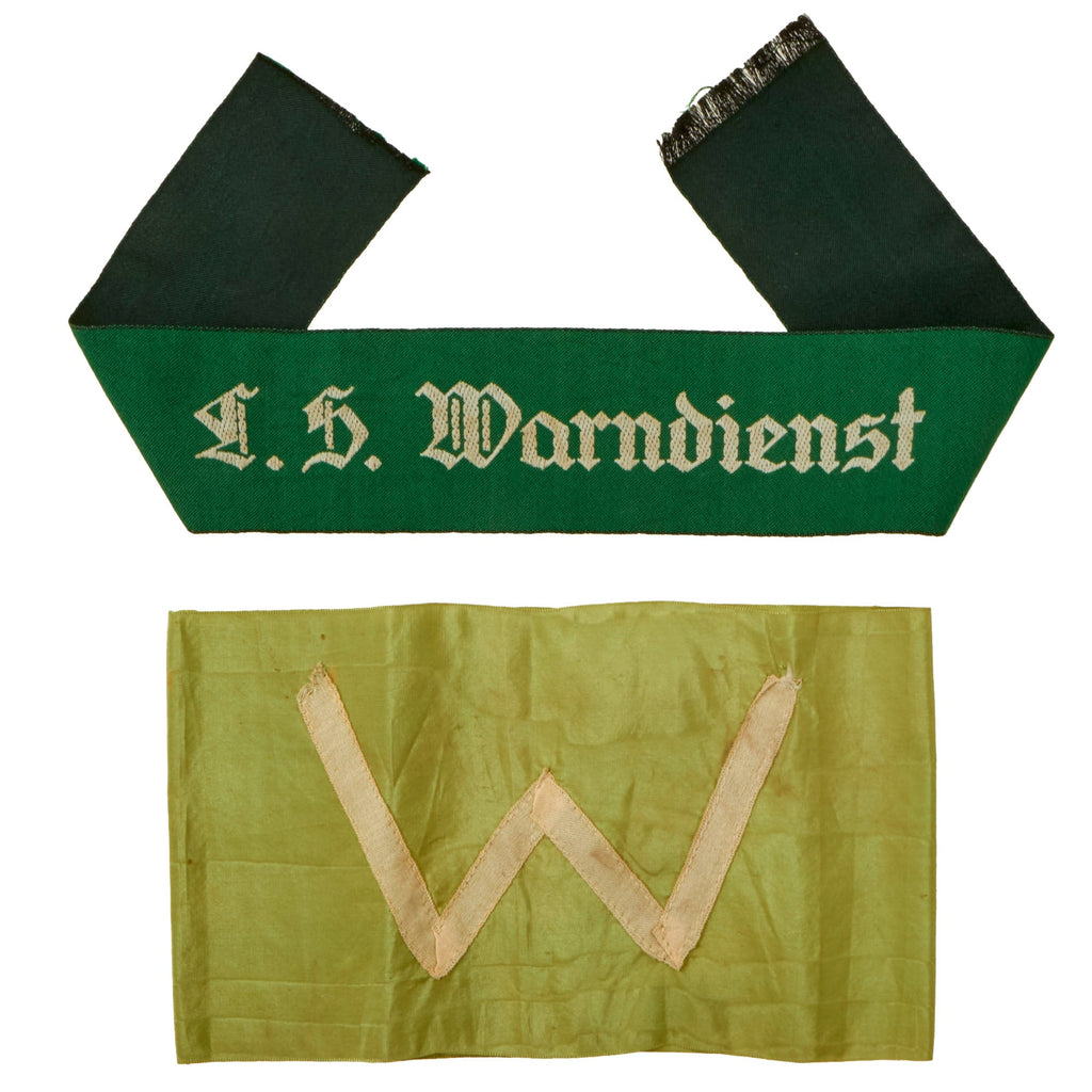 Original German WWII Luftschutz Air Raid Protection Armband Set - Air Raid Warden and Warning Service Armbands Original Items