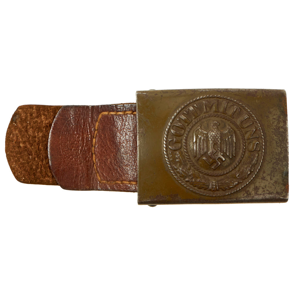 Original German WWII 1940 Dated Rare Tropical Afrikakorps DAK Heer Army EM/NCO Steel Buckle with Tab by Richard Sieper & Söhne Original Items