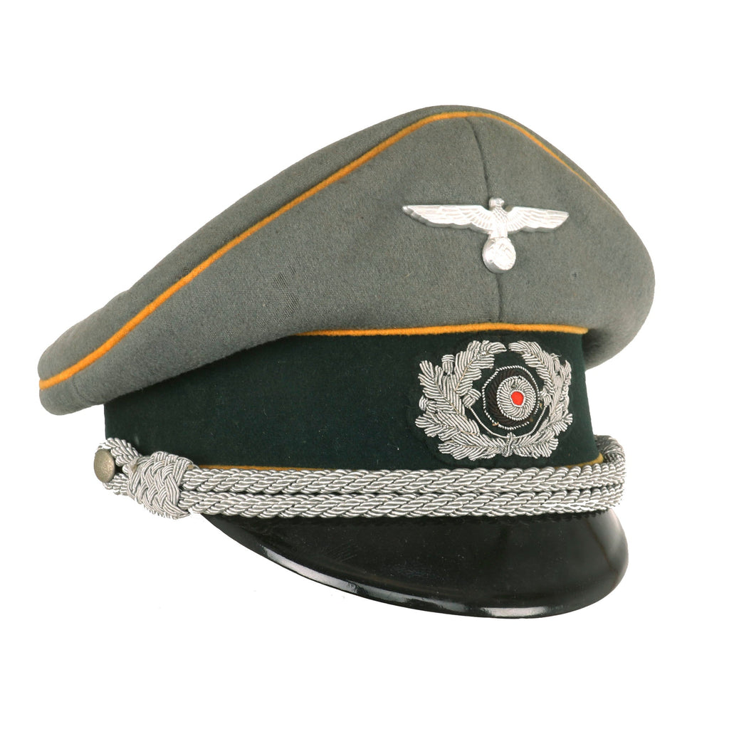 Original German WWII Named Heer Cavalry Officers Schirmmütze Visor Crush Cap by Karl Schrempf of Pforzheim Original Items