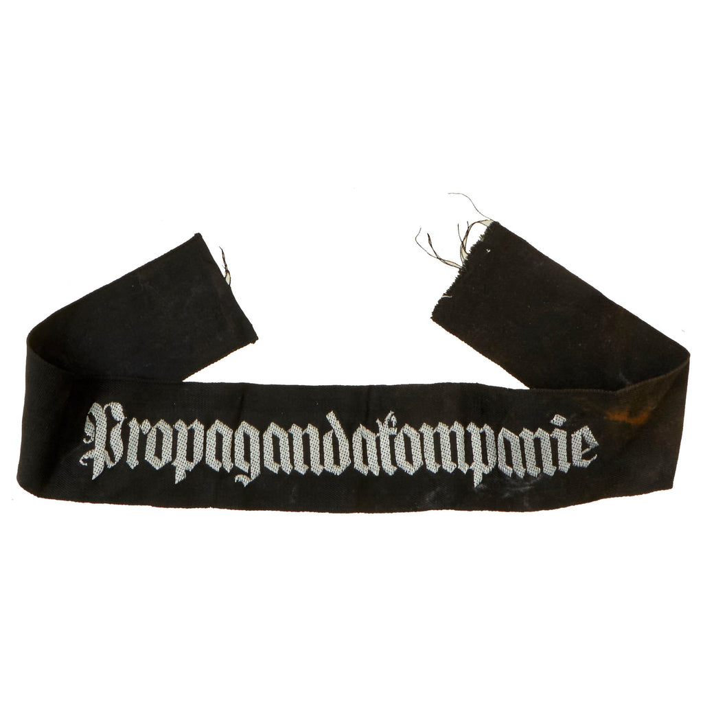 Original Rare German WWII Silver Flatwire Embroidered Army Propaganda Company Cuff Title - Propagandakompanie Original Items