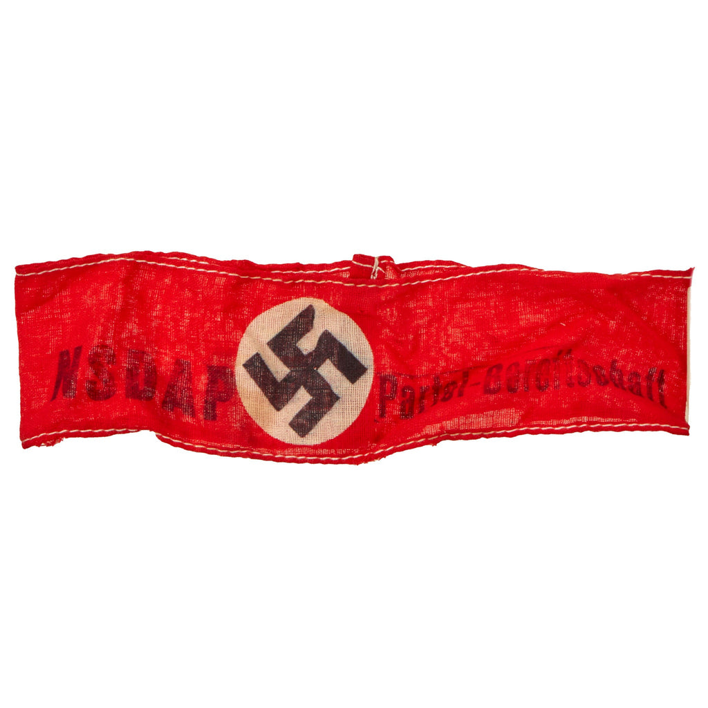 Original German WWII NSDAP Partei-Bereitschaft Party Readiness Printed Cotton Armband Original Items