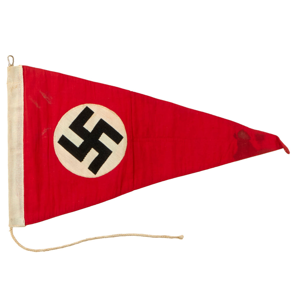 Original German WWII NSDAP National Socialist Vehicle Staff Pennant Flag - 7 ¾" x 14" Original Items
