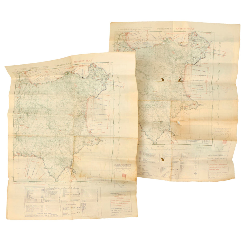 Original Rare Allied WWII Invasion Maps of the Bay of Pampelonne in Southern France for Operation Dragoon - Pampelonne Bay Original Items