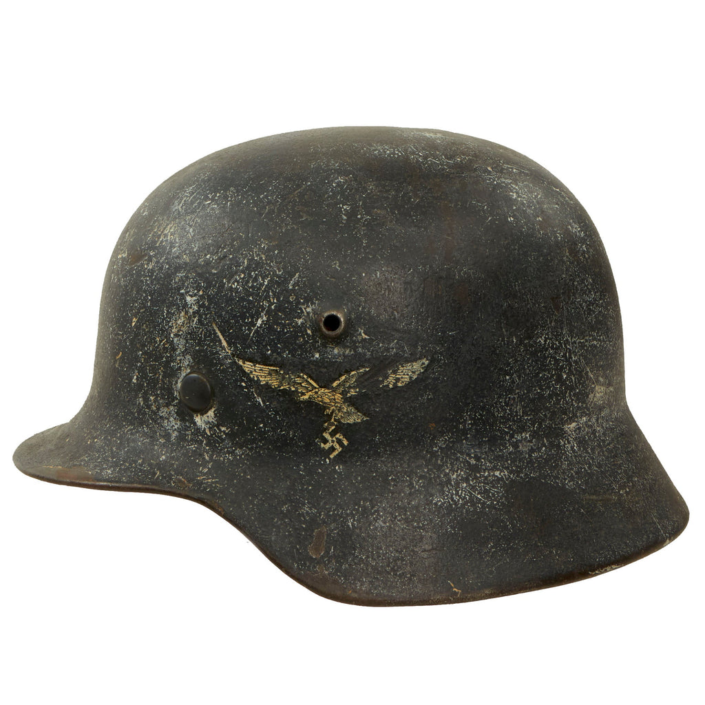 Original German WWII M40 Single Decal Luftwaffe Helmet with 1941 Dated 55cm Liner - Stamped SE62 Original Items