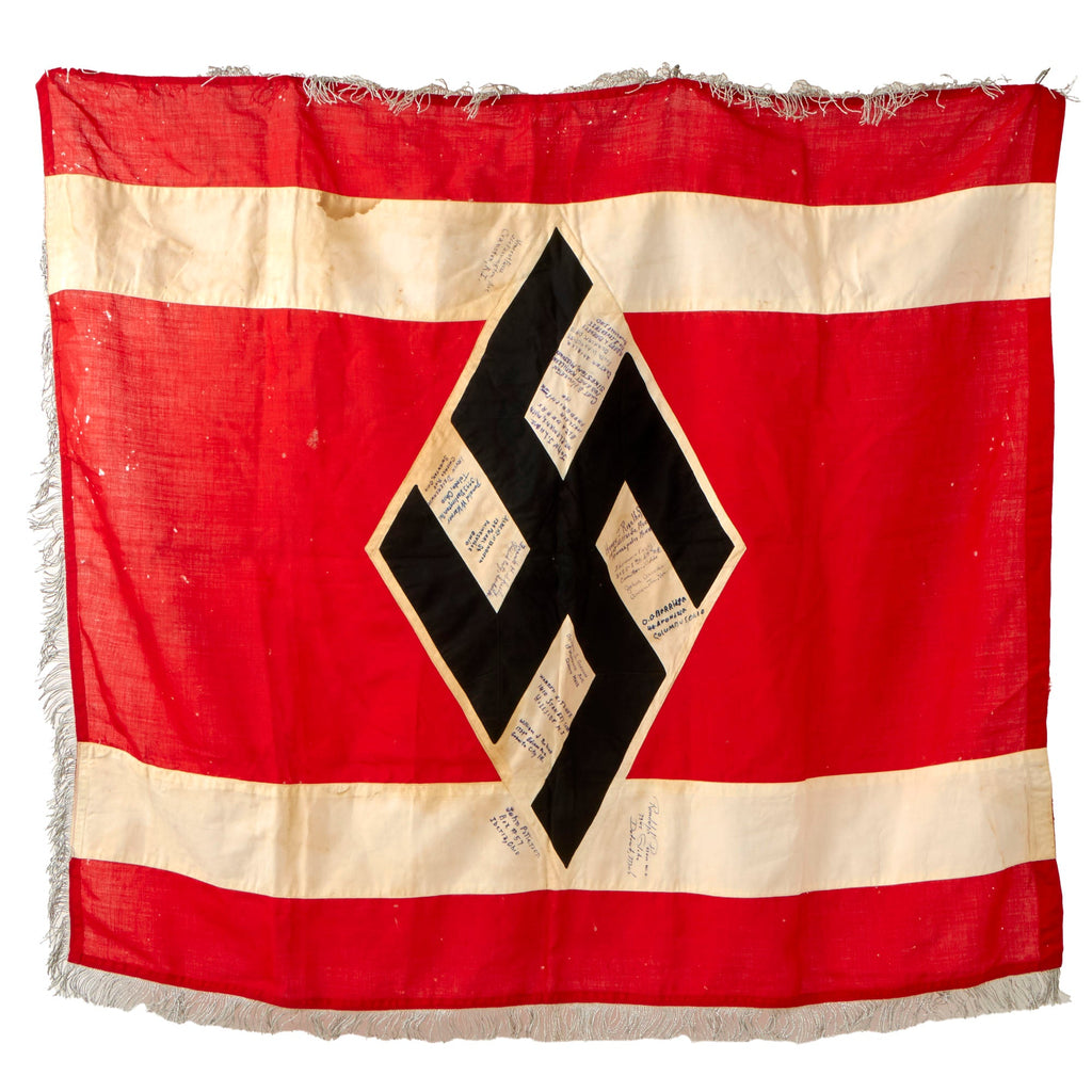 Original German WWII 282nd Engineer Combat Battalion USGI Captured & Signed NPEA Fringed Flag - 45" x 54" Original Items
