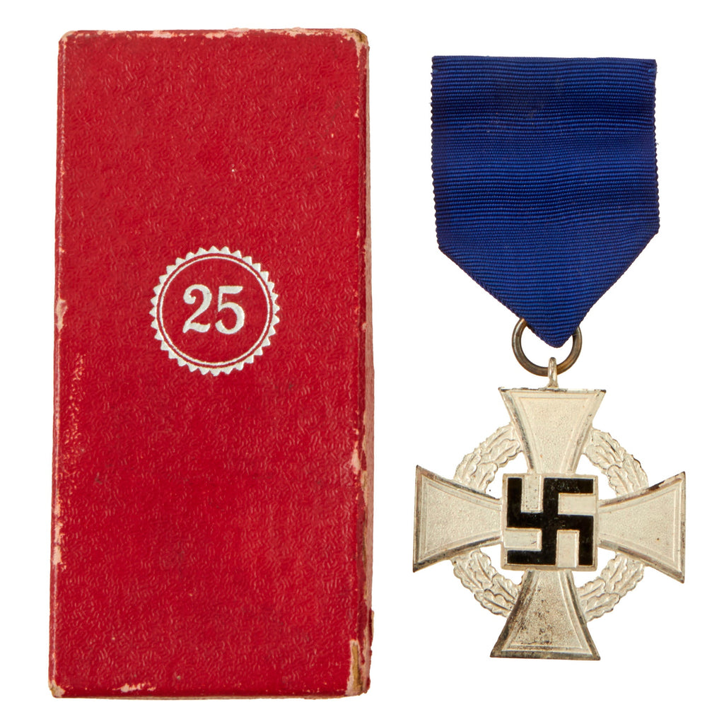 Original German WWII 2nd Class 25 Year Civil Service Faithful Service Medal in Case by Friedrich Keller Original Items