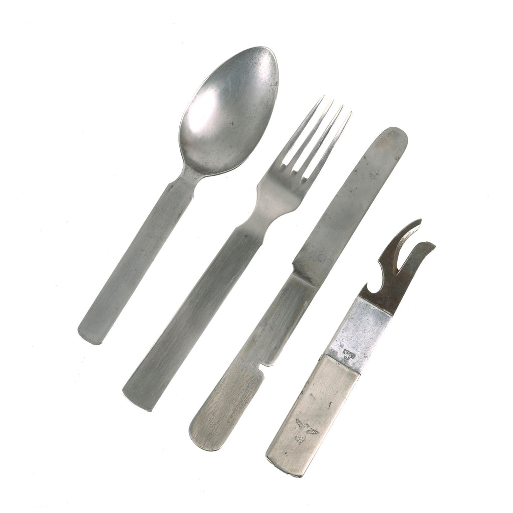Original German WWII Mess Kit Utensil Set - Set of Steel - Dated 1943 Original Items