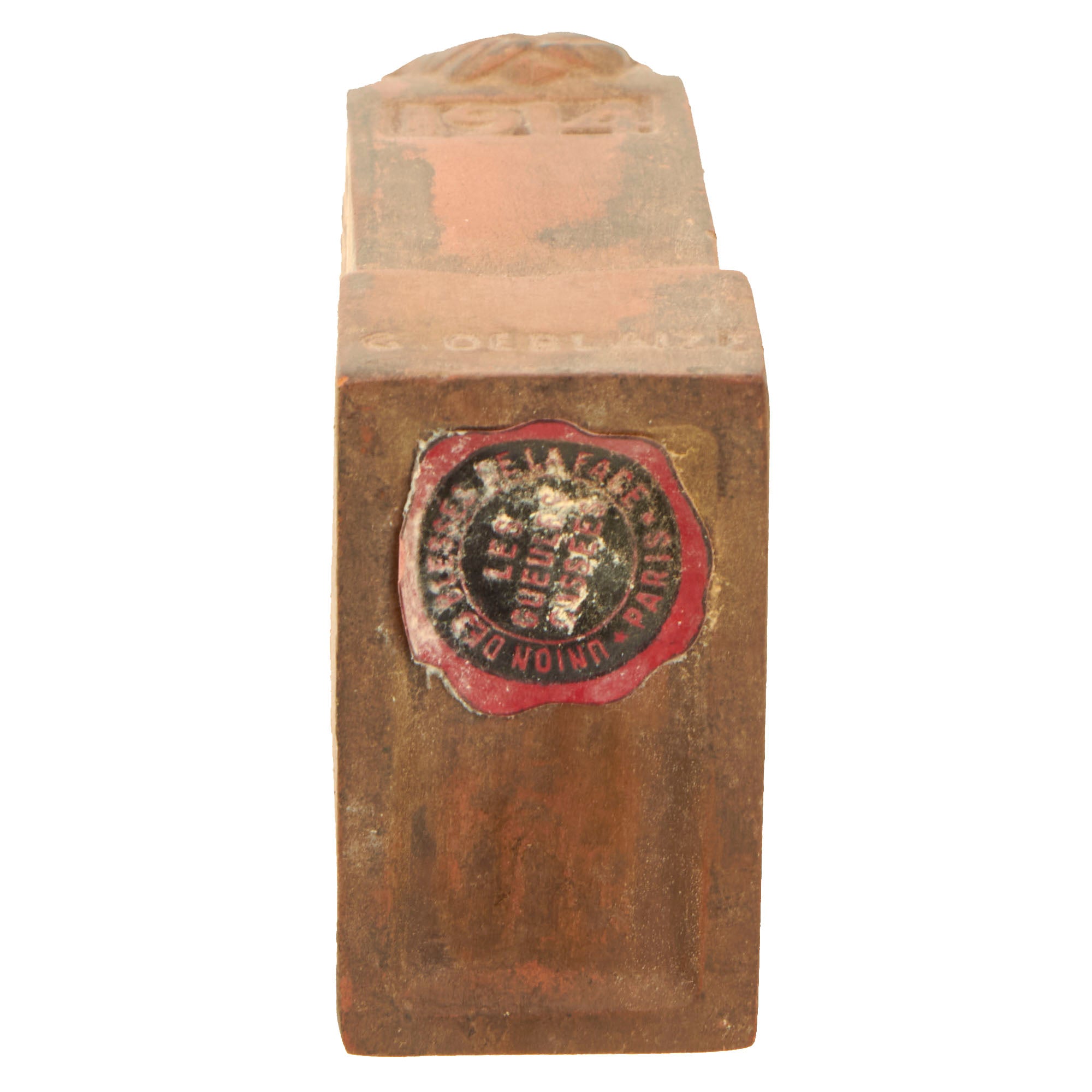 tomeです。1914’s★ ドイツ帝国陸軍★塹壕ブローチ★政府公式支給品 Original French WWI Clay Sacred Earth Marker with Dirt from Somme