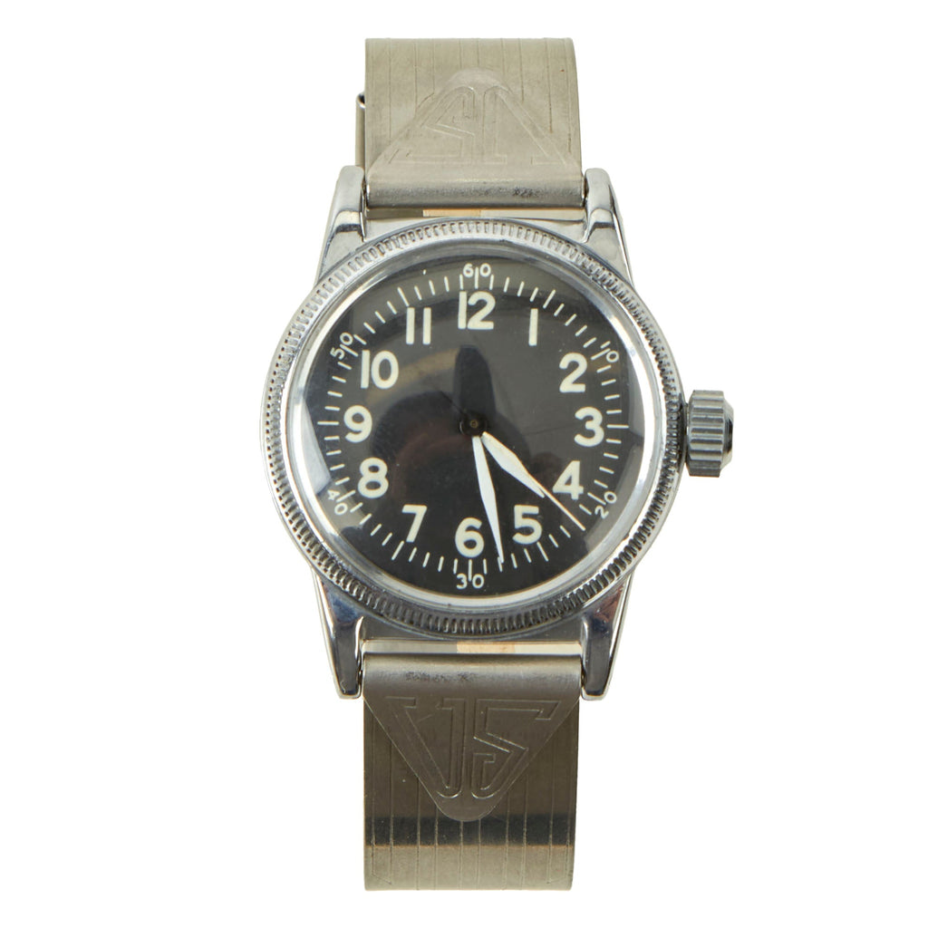 Original U.S. WWII Fully Functional Type A-11 USAAF Wrist Watch by Elgin With Original Aluminum Watch Band by Berkeley - Serial # Y643276 (1945) Original Items