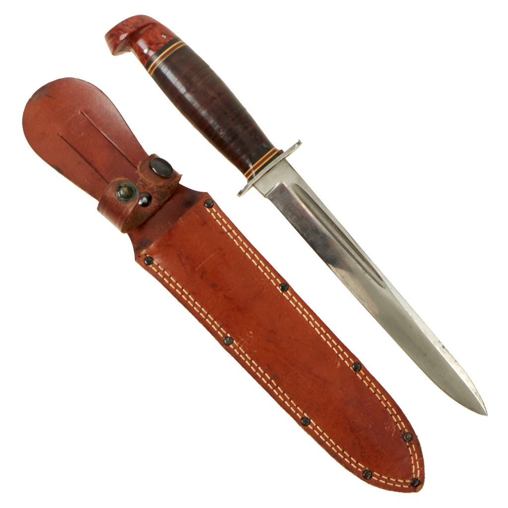 Original U.S. WWII Western L77 Single Edged Combat Stiletto with Original Scabbard Original Items