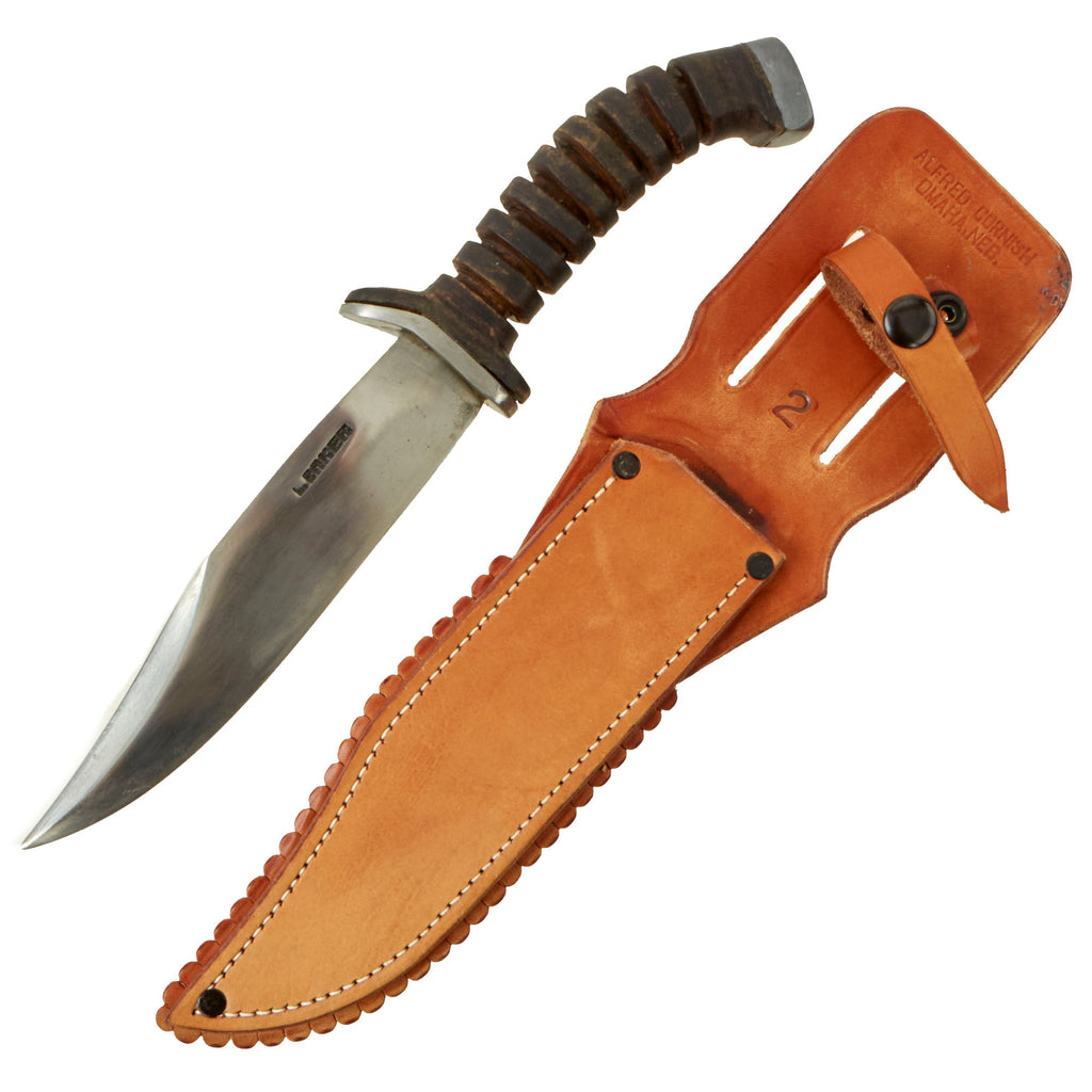 Original U.S. WWII Unissued Leo Baker Fighting Knife with Leather Sheath by Alfred Cornish - New Old Stock Condition Original Items