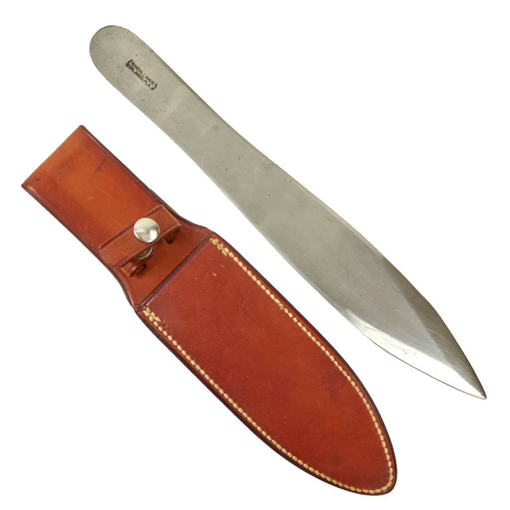 Original U.S. WWII Era Randall (Orlando) Model 9 Pro Thrower Throwing Knife With Correct Leather Sheath Original Items