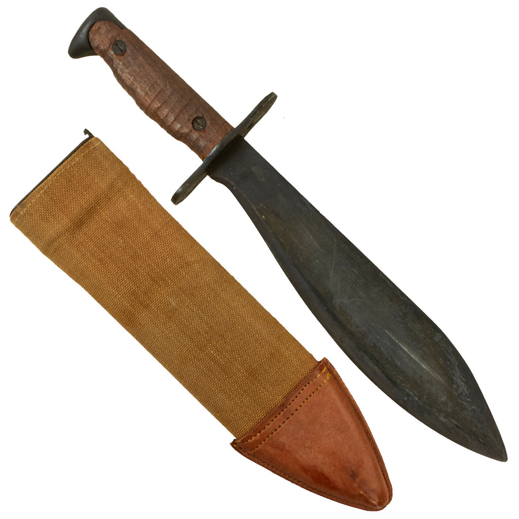 Original U.S. WWI Model 1917 Bolo Knife by Plumb Philadelphia Dated 1918 with 1917 Dated Canvas Scabbard Original Items