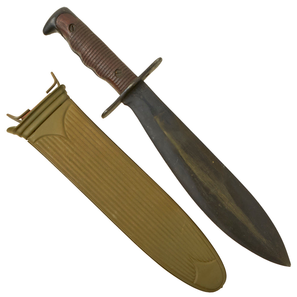 Original U.S. WWI Model 1917 Bolo Knife with Rare Steel Scabbard by American Cutlery Co - dated 1918 - With Complete Markings Original Items