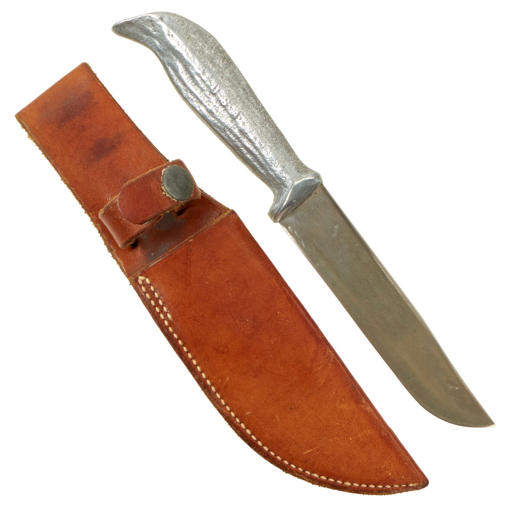 Original U.S. WWII Named Murphy “Jr” Combat Fighting Knife with Cast Aluminum Handle & Scabbard - Fred Ream Original Items