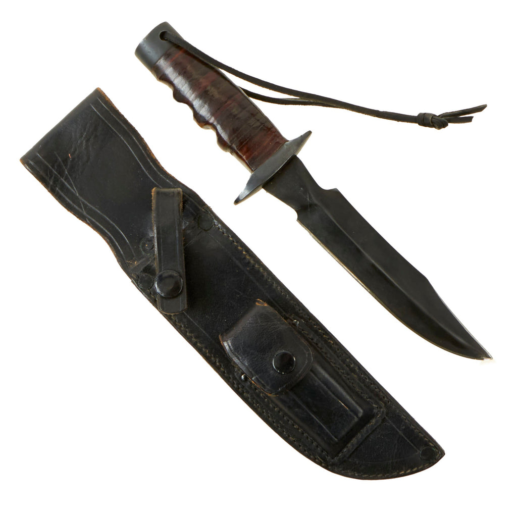 Original U.S. Vietnam War Excellent Condition Studies and Observations Group SOG Knife With Correct Sheath and Whetstone - Unmarked For Plausible Deniability of Covert Operators Original Items