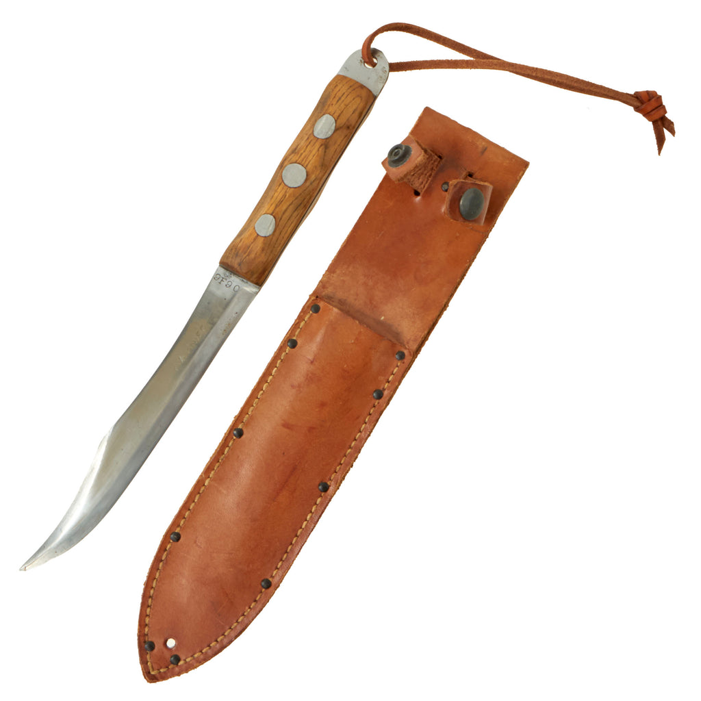 Original U.S. WWII EK Model 9 Marine Fighting Knife with Named Scabbard by John EK of Hamden Connecticut - Excellent Condition Original Items