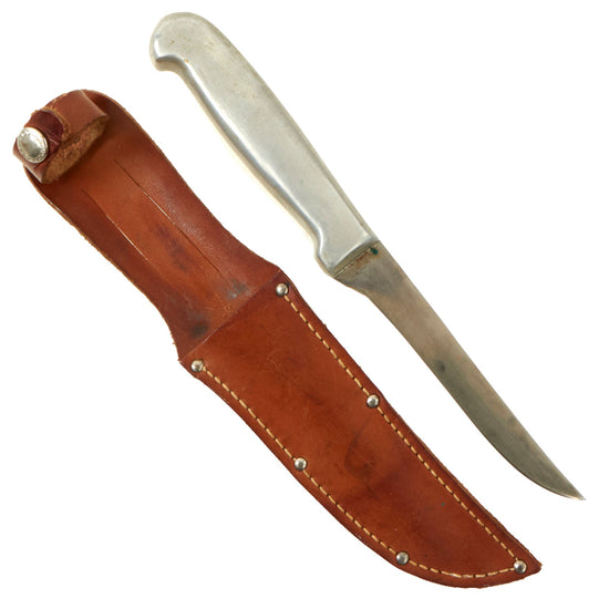 Original U.S. WWII Era Frank J. Richtig Filleting Knife with Leather Sheath - Converted to Fighting Knife Original Items