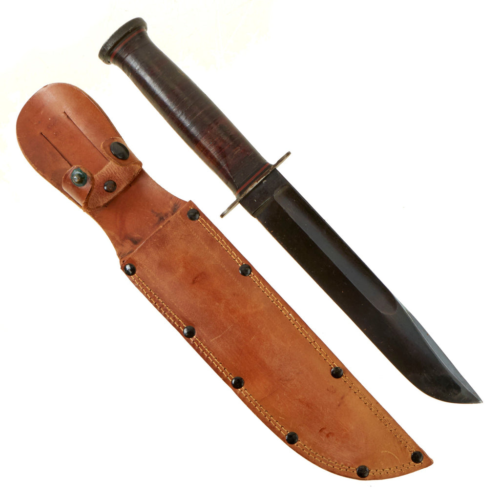 Original U.S. WWII Western G-46-8 "KA-BAR" Style Fighting Knife with Correct Leather Scabbard Original Items