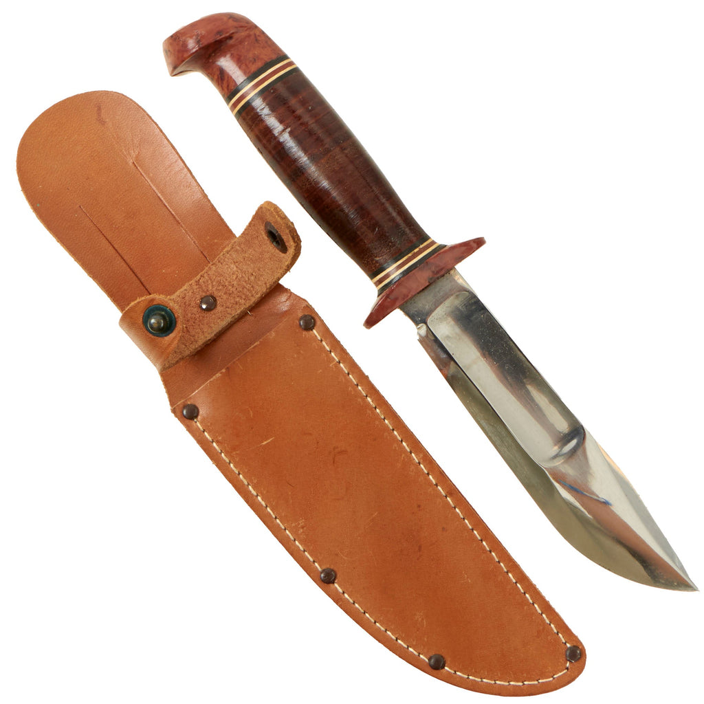 Original U.S. WWII Western G-46-5 "Baby Shark" Fighting Knife with Leather Scabbard Original Items