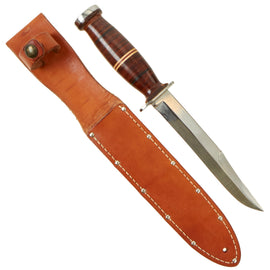 Original U.S. WWII Era Private Purchase M3 Style Fighting Knife by Aerial With Leather Sheath