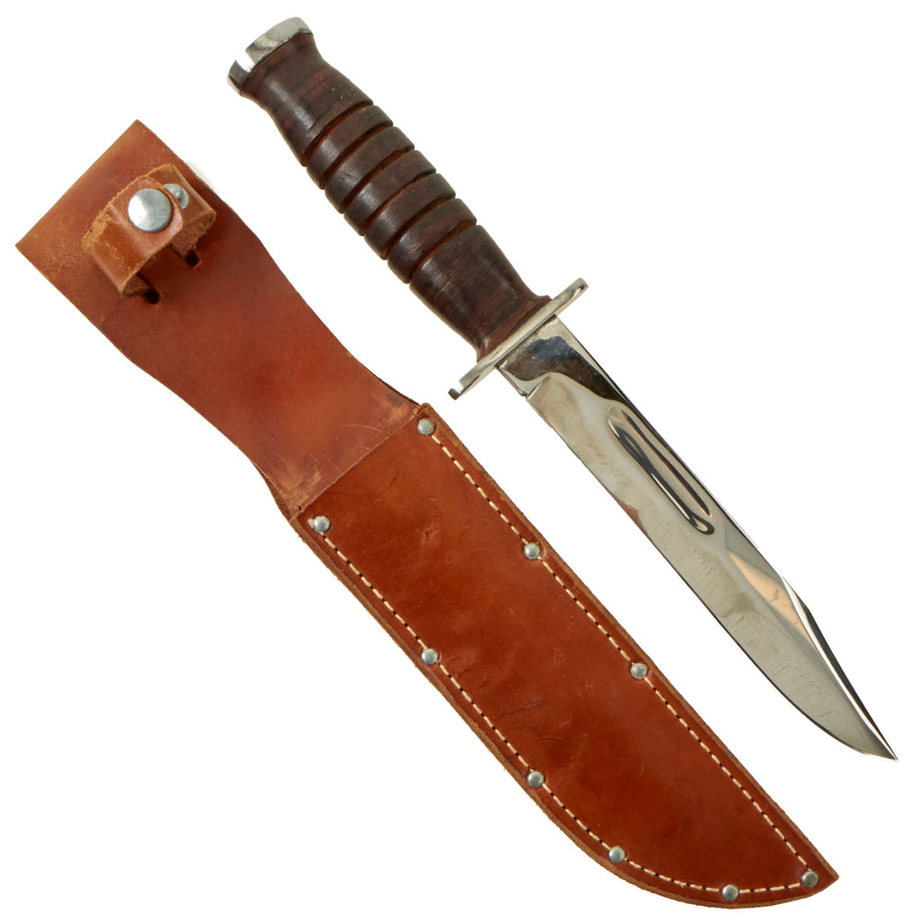 Original U.S. WWII Kutmaster Fighting Knife With 7” Blade With Correct Original Leather Sheath - Ca.1944-45 Original Items