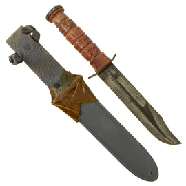 Original U.S. WWII New Old Stock USN Mark 2 KA-BAR Fighting Knife by Robeson Cutlery Co. with USN MK2 Scabbard