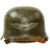 Original German WWII Early M34 Civic Square Dip Luftschutz Air Defense Steel Helmet with Green Paint over Gray Original Items