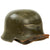 Original German WWII Early M34 Civic Square Dip Luftschutz Air Defense Steel Helmet with Green Paint over Gray Original Items