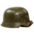 Original German WWII Early M34 Civic Square Dip Luftschutz Air Defense Steel Helmet with Green Paint over Gray Original Items