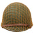 Original U.S. WWII / Korean War M1 Front Seam Swivel Bale Helmet with Seaman Paper Company Liner & Helmet Net Original Items