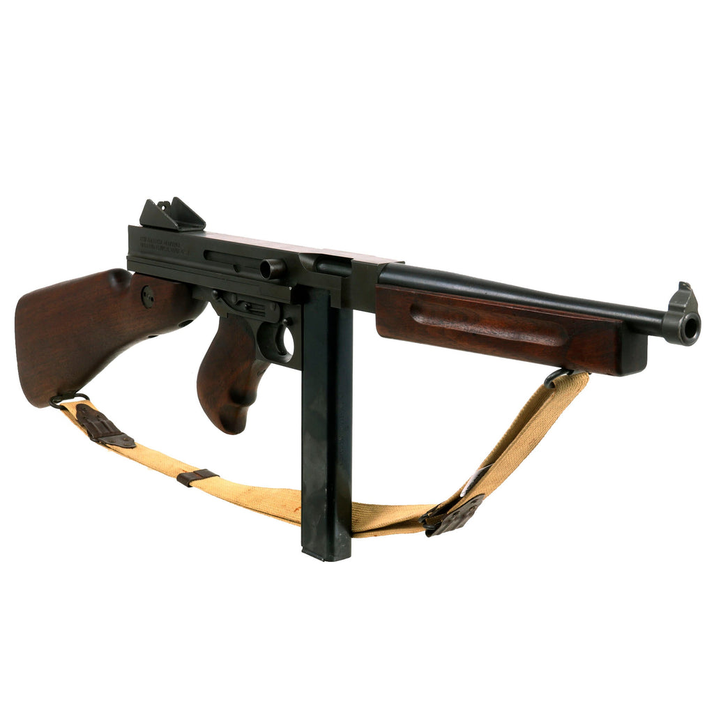 Original U.S. WWII Thompson M1 Display SMG with Philadelphia Ordnance Steel Receiver, Magazine & Replica Sling Original Items