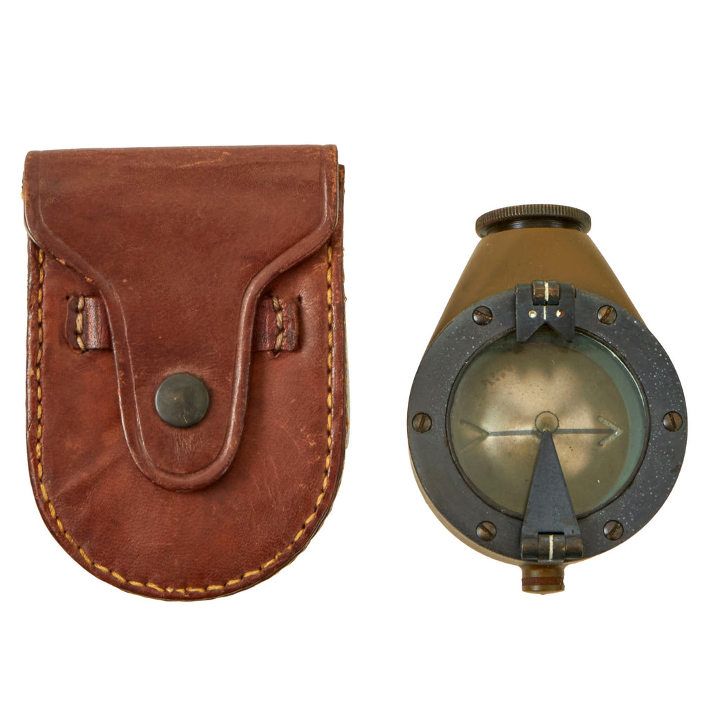 Original U.S. WWII Mark VII Creagh-Osborne Marching Compass by Sperry Gyroscope Co. with Leather Pouch Original Items
