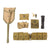Original U.S. WWI & WWII Field Gear Lot with Entrenching Tool, Flashlight, and Eagle Snap Cartridge Belt - 7 Items Total