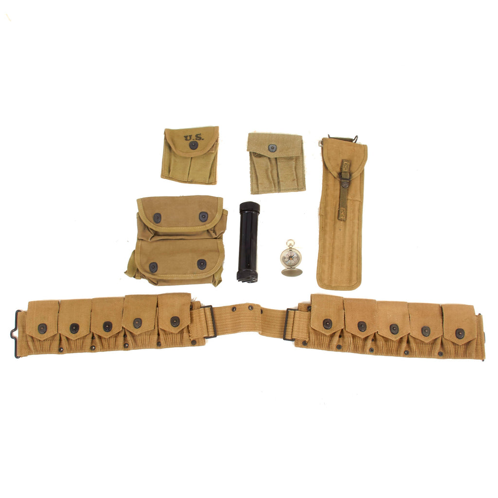 Original U.S. WWI & WWII Unissued G.I. Field Gear Lot Featuring USN Fulton Flashlight & Cleaning Rod Set - 7 Items Original Items