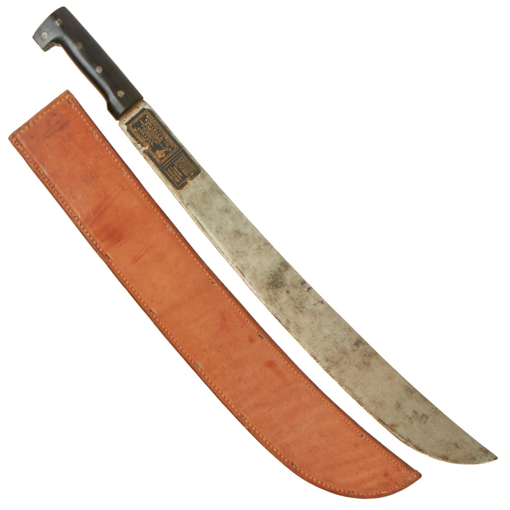 Original U.S. WWII Collins & Co Legitimus Model Machete Dated 1942 With Boyt 1942 Dated Scabbard & Rare Label Original Items