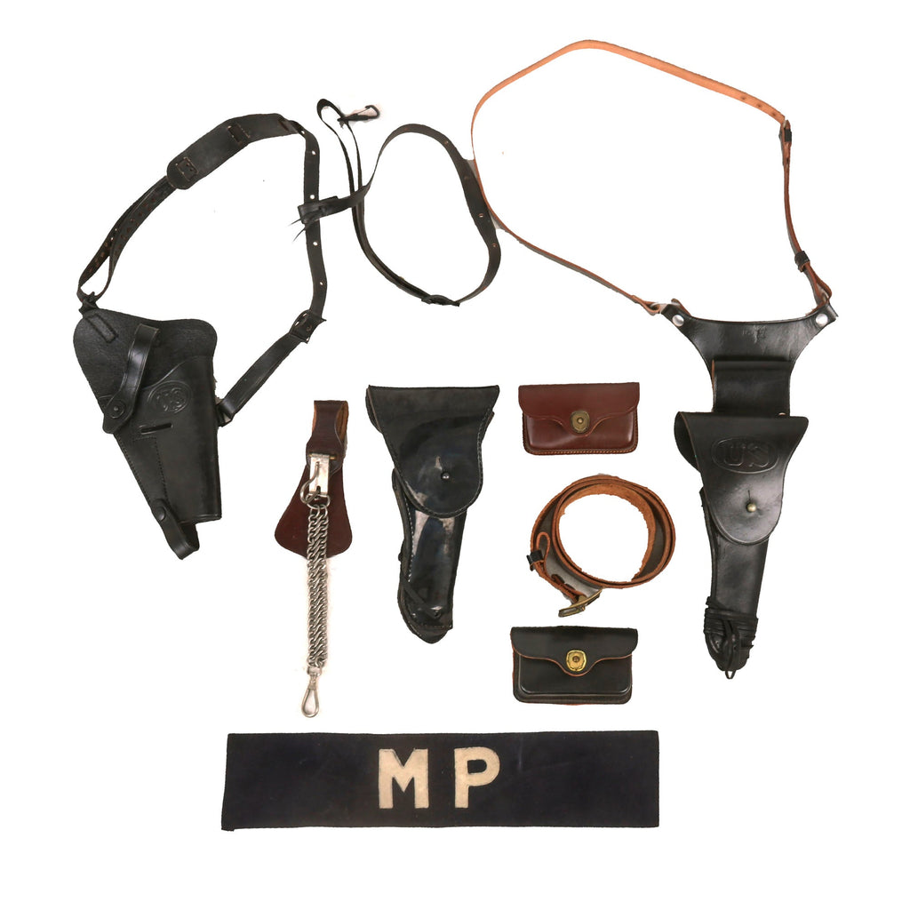 Original U.S. Korean - Vietnam War Military Police Field Gear Lot - Holsters & First Aid Pouches Original Items