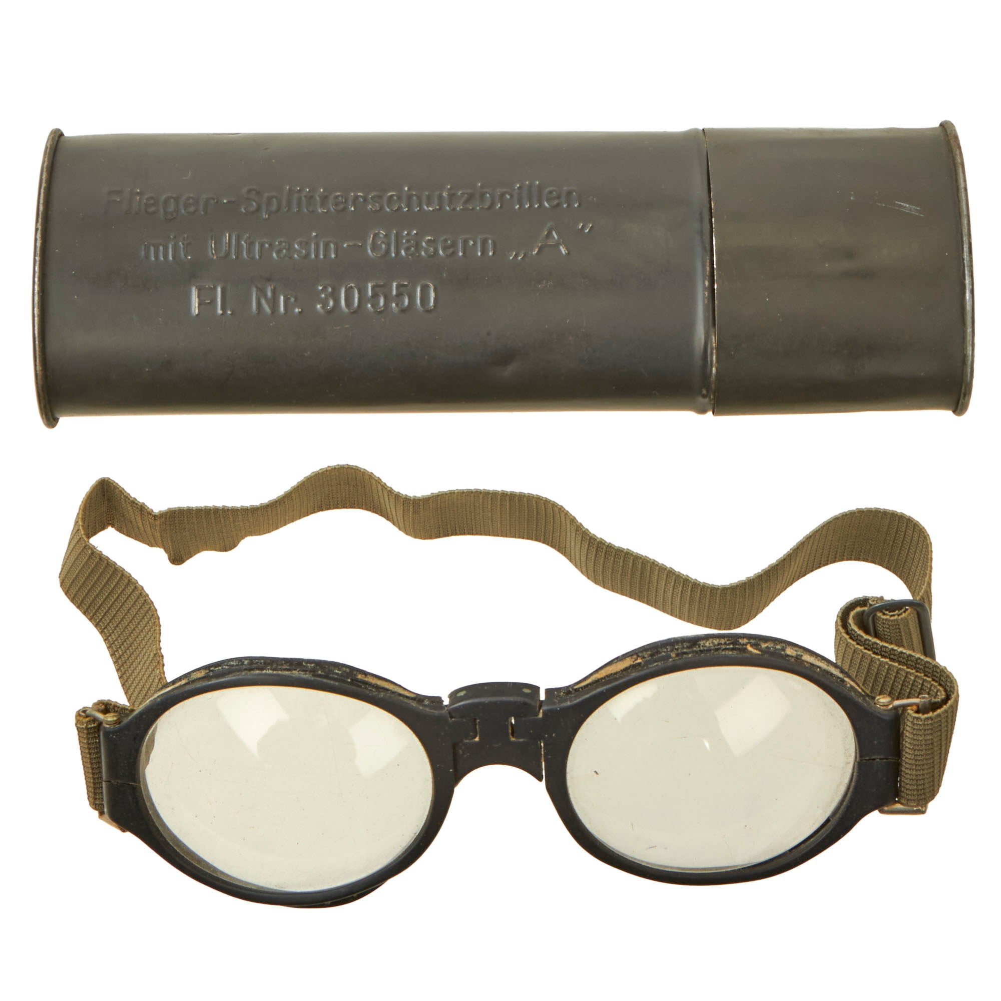 goggles german Original German WWII Luftwaffe Fighter Pilot Splinter Goggles Ultrasin Glasses Type A with Original Storage Tin