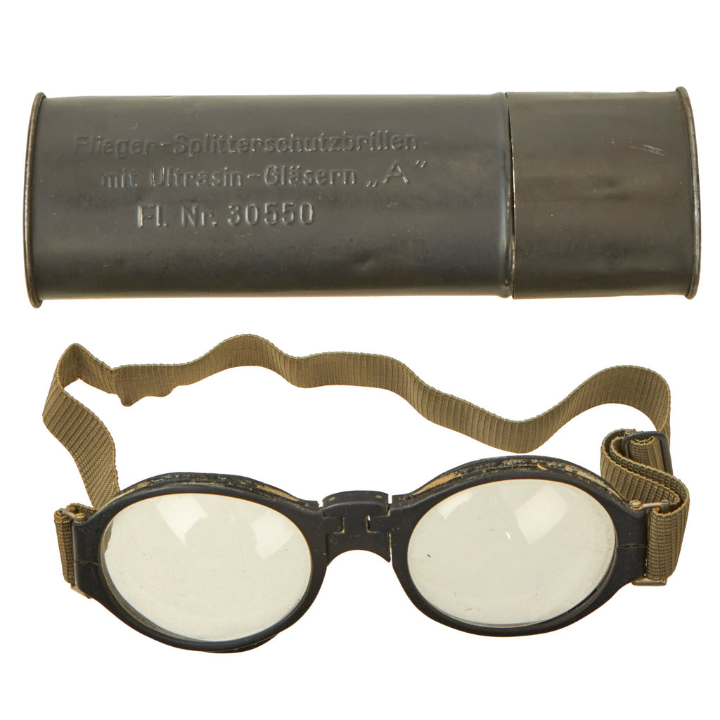 goggles auf deutsch Original German WWII Luftwaffe Fighter Pilot Splinter Goggles Ultrasin –  International Military Antiques