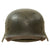 Original German WWII Luftwaffe M40 Single Decal Green Textured Camouflage Overpaint Steel Helmet with 58cm Liner and Chinstrap - EF66 Original Items
